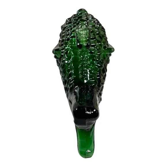 MCM Barware Green Glass Fish Bottle Decanter Bidders Whiskey Bottle Decor Retro